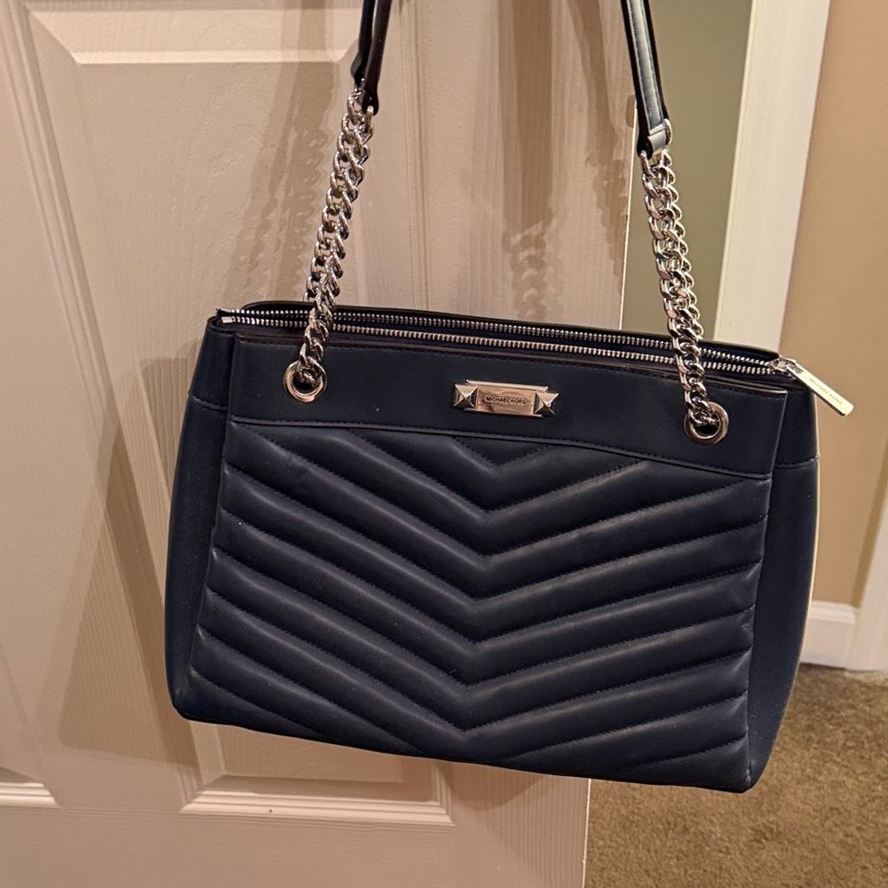 Michael Kors Navy Chevron Shoulder Bag